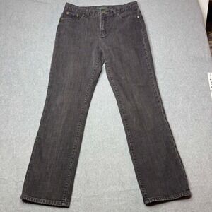 LRL Ralph Lauren Jeans Womens 10 Mid-Rise Straight Pockets Dark Wash Black Denim